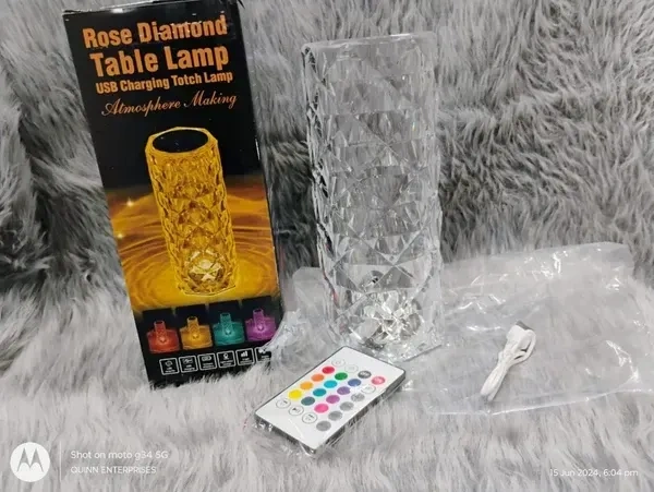 Rose Crystal Diamond Table Lamp - USB Rechargeable RGB 16 Color 7 Brightness Touch LED Lamp Colour Changing Crystal Lamp Atmosphere Bedside Night Lights with Remote Control