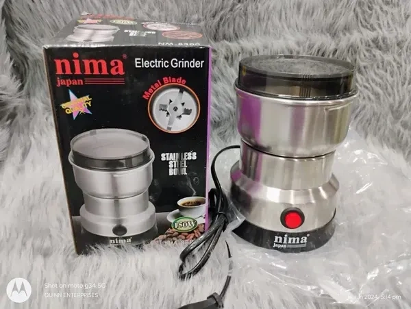 Nima Stainless Steel Multifunctional Electric Grinder & Coffee Maker - Mini Spice, Coffee, and Masala Grinder for Beans, Nuts, and Grains - Household Mixer Grinder (Silver)
