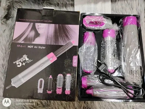 5 in 1 Hot Air Styler Hair Dryer Comb Multifunctional Styling Tool for Curly Hair Machine for Straightening Curling Drying Combing Scalp Massage Styling (Multicolor Pack of 1)