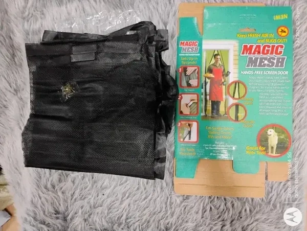 TINKDAS Magic Mesh Magnetic Mosquito Screen Door Net Curtain with Magnet Reinforced Polyester Mesh Curtain Back Door Mesh with Full Frame Hook & Loop Auto-Closing