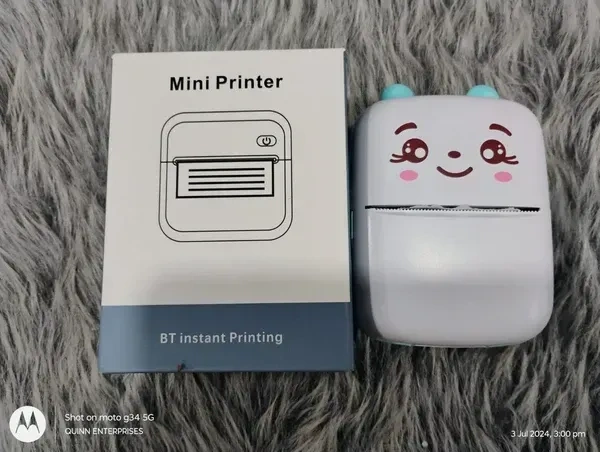 Kravit Bluetooth Mini Printer for Students | Inkless Wireless Thermal Printer (Black & White) | Portable Ink Free Printer for Android & iOS | 1200mAh Rechargeable Battery