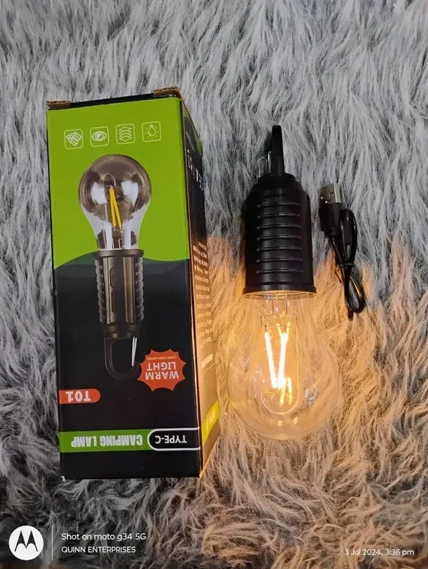  Multipurpose Portable Utility Bulb Camping Light Portable Outdoor Tent Light Bulbs - Clip Hook | Camping Tent Bulb 3 Modes | Battery Powered | Emergency Light Gear for Hiking (Pack of 1)