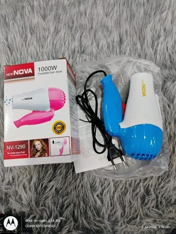Nova 1290 Professional Electric Foldable Hair Dryer With 2 Speed Control 1000 Watt (Muticolor)