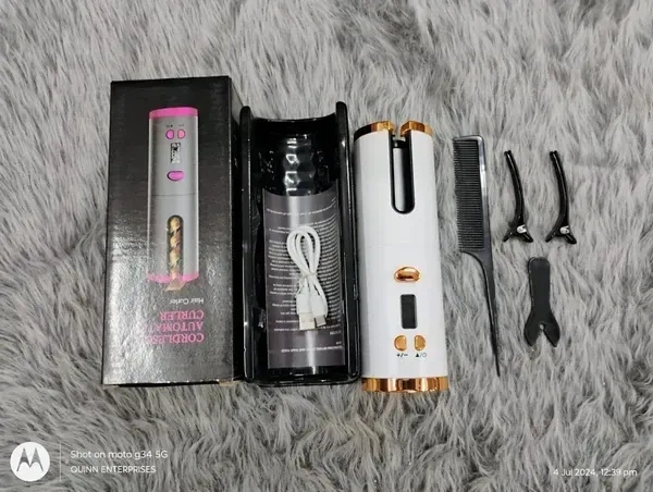Mysticoal Usb Rechargeable Cordless Curling Iron Ceramic Rotating Wireless Hair Curler Adjustable Temperature (Multicolour)