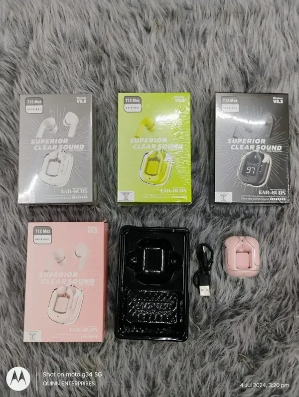 Young in-Ear Wireless Earbuds, Ultrapods max TWS Bluetooth Earphones with Charging Case and LED Digital Display, Microphone, Works with iPhone Android and Bluetooth Devices (White)