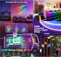 Gesto 5 Meter Smart Neon Strip Lights with Adaptor – Remote and Mobile App Controlled,Music Sync RGB Lights with Alexa,Google | Multicolor LED Lights for Home Decoration,Diwali Decoration,PC,Gaming