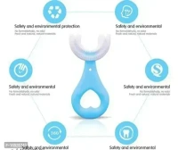 Toothbrush for Kids with U Shaped Silicone Brush Head for 360 Degree Cleaning Suitable For 2-6 Years, Manual, Heart Design, Multicolor