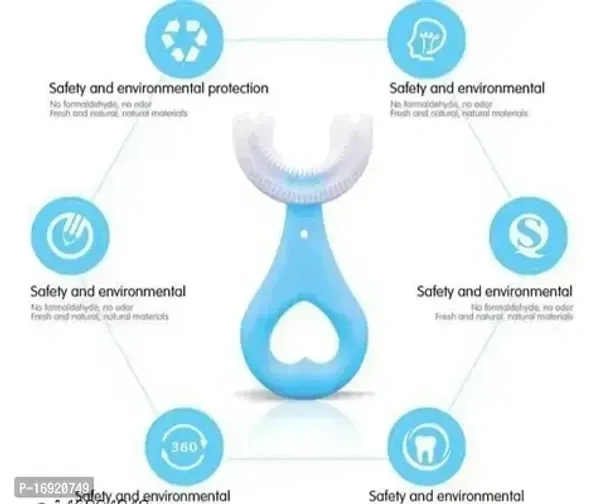 Toothbrush for Kids with U Shaped Silicone Brush Head for 360 Degree Cleaning Suitable For 2-6 Years, Manual, Heart Design, Multicolor