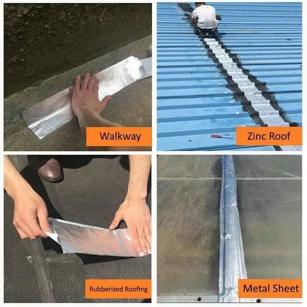 HONOLY Leakage Repair Waterproof Tape for Pipe Leakage Roof Water Leakage Solution Aluminium Foil Tape Waterproof Adhesive Tape Sealing Duct Rubber Tape for Leakage (5CM*5M (Pack Of 1))