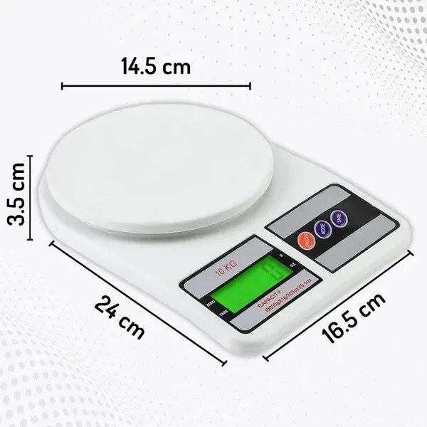MOOZMOB Latest Version SF400 Digital Weight Measuring Machine Food Weighing Scale Weighing Machine for Food Small Meals Kitchen (Max Weight Load Upto 10 Kg, Pack of 1)