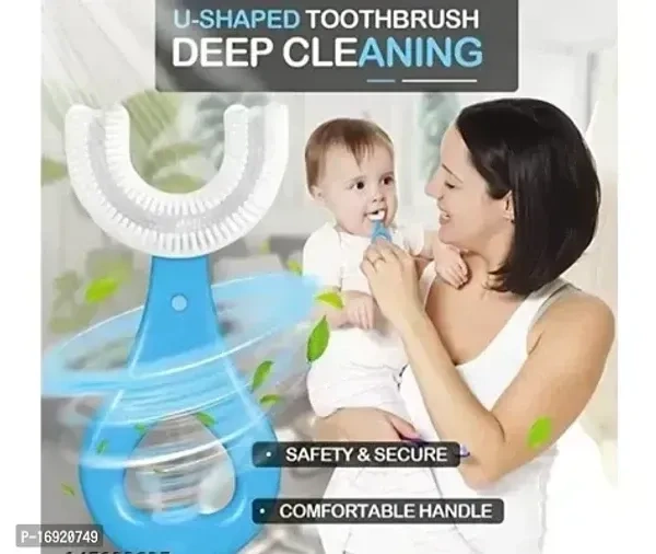 Toothbrush for Kids with U Shaped Silicone Brush Head for 360 Degree Cleaning Suitable For 2-6 Years, Manual, Heart Design, Multicolor