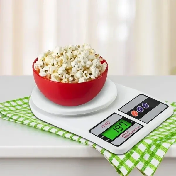 MOOZMOB Latest Version SF400 Digital Weight Measuring Machine Food Weighing Scale Weighing Machine for Food Small Meals Kitchen (Max Weight Load Upto 10 Kg, Pack of 1)