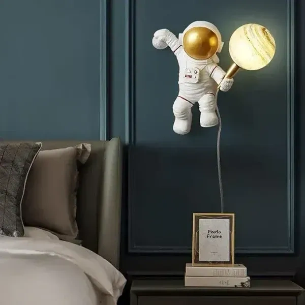 The Crafted Gesture Space Explorer Astronaut LED Wall Lamp Wall Sconce for Living Room, Kids' Room, Bedroom, and Bedside Décor|Right-Side
