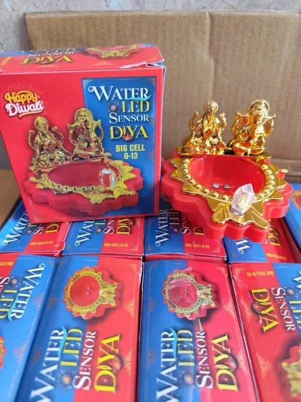 Laxmi Ganesh Water Sensor Diya Ideal for Diwali Gifts Festival Wedding Home Pooja