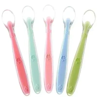 GUCHIGU Baby Feeding Spoon Set, Soft Silicone Tip Weaning Silicone for Newborn Toddlers Children and Infants Great Gift Set Gum-Friendly First Stage (2 Pcs, Pink)