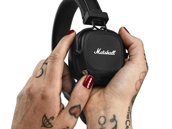 Major IV Wireless On-Ear Headphones with 80+ Hours of Playtime, Multi-Dimensional Control Knob, Wireless Charging- Black
