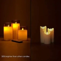 3 Pcs Flameless Led Tea Light Candle for Home Decor,Gifting,Christmas,House,Light for Balcony, Room,Wedding,Birthday Decorative Candles Valentine