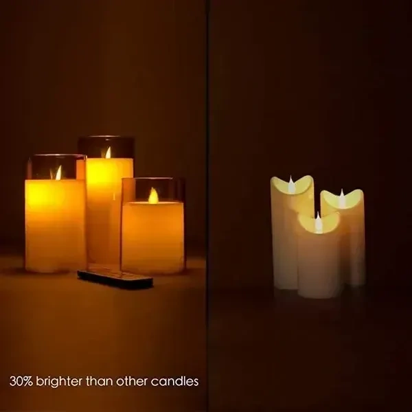 3 Pcs Flameless Led Tea Light Candle for Home Decor,Gifting,Christmas,House,Light for Balcony, Room,Wedding,Birthday Decorative Candles Valentine