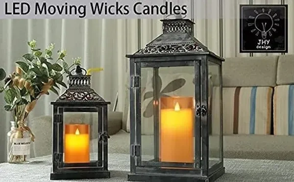 LTETTES Flameless LED Candles AA Battery Powered with Gold Acrylic Fiber Glass with Remote Controller and Timer for Home Festival Wedding Decor (3" D x 6" H)