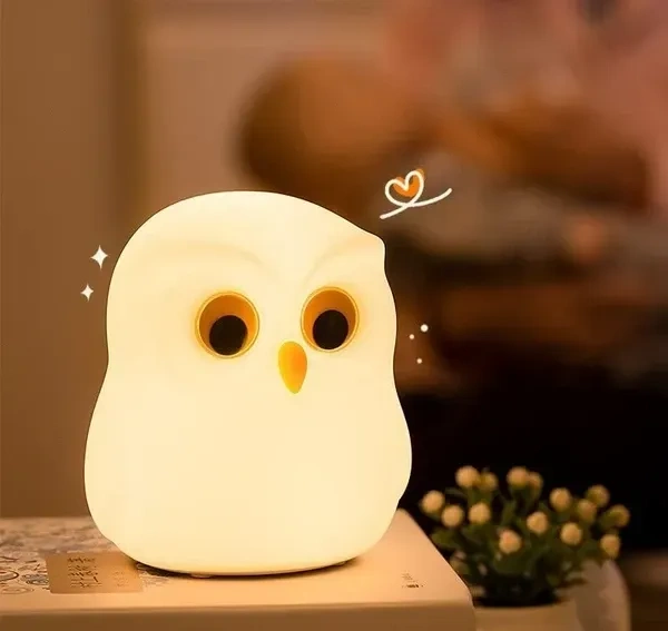 NIRVITTHAL Night Lamp for Bedroom, Touch Silicone Lamp, 7 Colour Changing Light for Kid Bedroom, USB Rechargeable, Diwali Lights for Decoration (Owl)