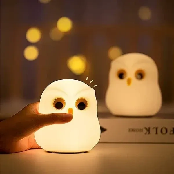 NIRVITTHAL Night Lamp for Bedroom, Touch Silicone Lamp, 7 Colour Changing Light for Kid Bedroom, USB Rechargeable, Diwali Lights for Decoration (Owl)