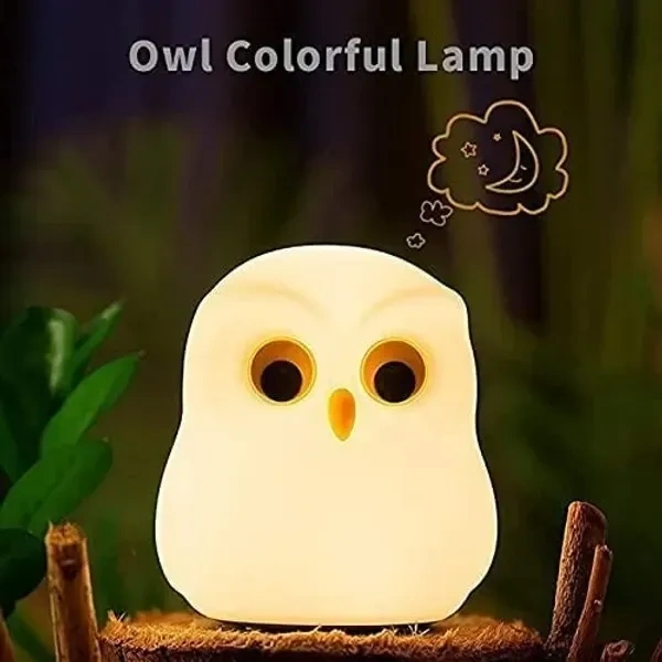 NIRVITTHAL Night Lamp for Bedroom, Touch Silicone Lamp, 7 Colour Changing Light for Kid Bedroom, USB Rechargeable, Diwali Lights for Decoration (Owl)