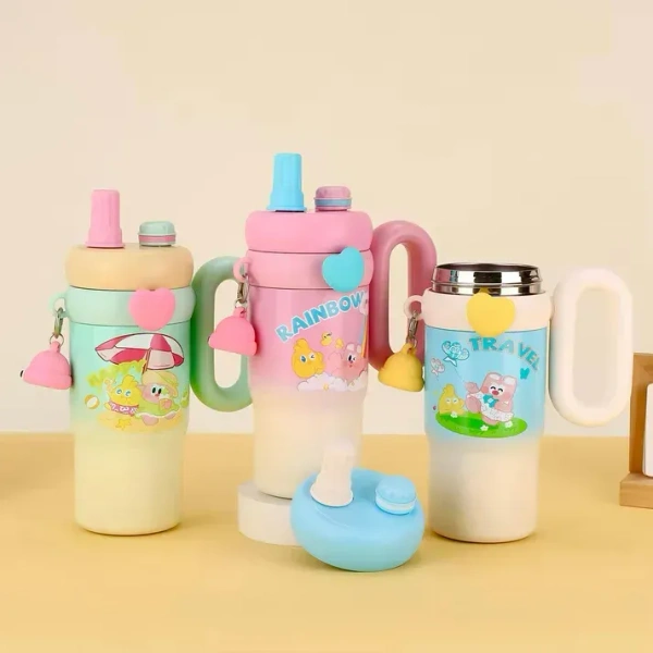 Hot & Cold Rainbow Sip Tumbler with Straw and Spout Lid 900 ml