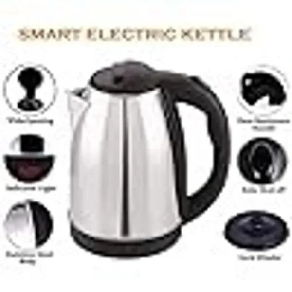 Fix It Fast Scarlett Electric Kettle 2 Litre Design for Hot Water, Tea,Coffee,Milk, Rice and Other Multi Purp Accessories Cooking Foods Kettle (Silver Black)