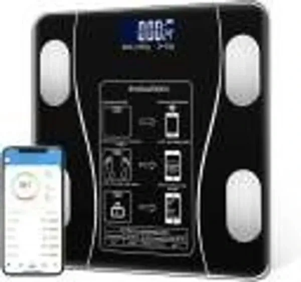 TLISMI Bluetooth Body Fat Scale BMI Scales Smart Wireless Digital Personal Bathroom Weight Scale Body Composition Analyzer Weighing Scale for Human Body (Bluetooth BMI New)