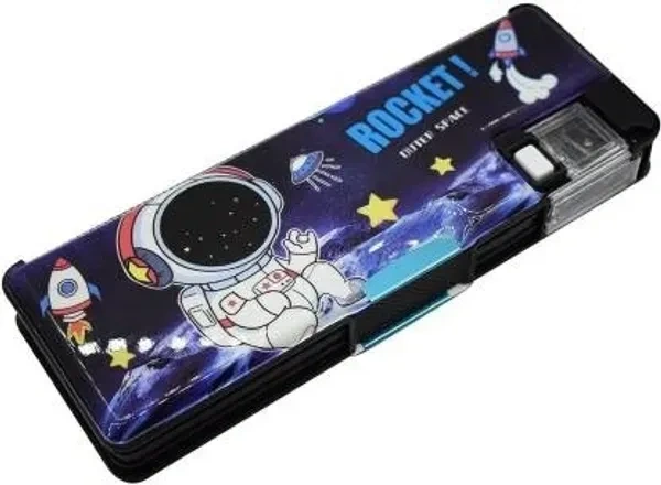 plutofit Multipurpose Magnetic Pencil Box with LED Lamp Light & 2 Side Compartment for Kids School Supplies, (Girls)