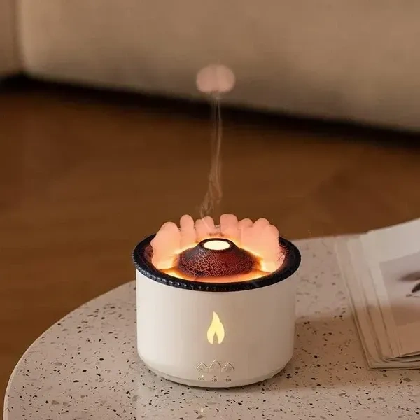 SHOPECOM Volcano Humidifier for Home, Flame Diffuser Atmosphere Light Humidifier Portable Noiseless Aroma Aromatherapy Machine, Auto Shut-Off, Essential Oil Diffuser for Large Room, Home, Office