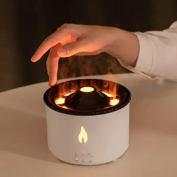 SHOPECOM Volcano Humidifier for Home, Flame Diffuser Atmosphere Light Humidifier Portable Noiseless Aroma Aromatherapy Machine, Auto Shut-Off, Essential Oil Diffuser for Large Room, Home, Office