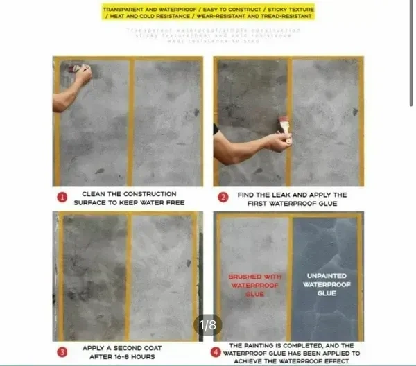 ZHUQUA (Pack Of 1) Waterproof Adhesive Glue, 300gm, with Brush, Transparent, for Roof Leakage, Crack Seal, Water Leakage Solution, Waterproofing for Pipe, Wall, Tiles/*- Brand: Zhuqua