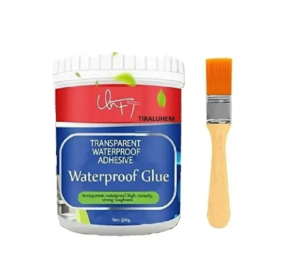 ZHUQUA (Pack Of 1) Waterproof Adhesive Glue, 300gm, with Brush, Transparent, for Roof Leakage, Crack Seal, Water Leakage Solution, Waterproofing for Pipe, Wall, Tiles/*- Brand: Zhuqua