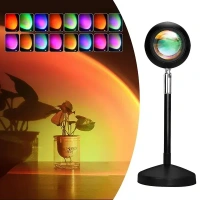 Keyora Sunset Lamp Projector 16 Color Led Light Desk Lamp Rainbow Night Light 360° Rotation Romantic Sunlight For Bedroom, Party, Photography With Remote (Sunset Lamp) - Acrylic