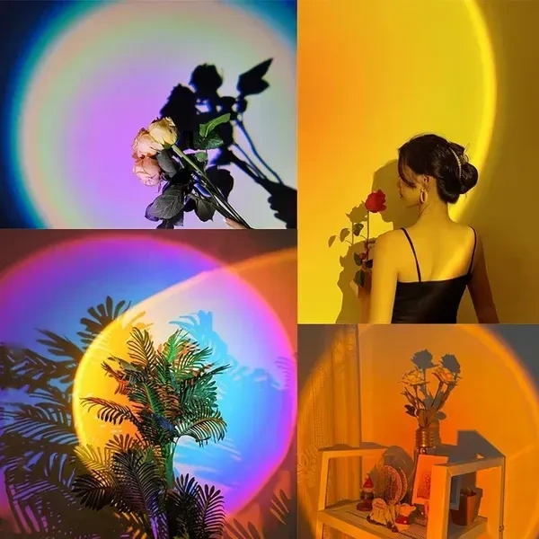 Keyora Sunset Lamp Projector 16 Color Led Light Desk Lamp Rainbow Night Light 360° Rotation Romantic Sunlight For Bedroom, Party, Photography With Remote (Sunset Lamp) - Acrylic