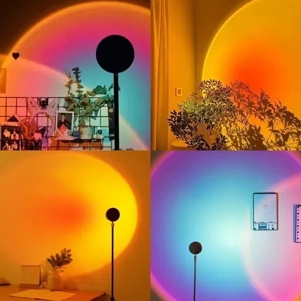 Keyora Sunset Lamp Projector 16 Color Led Light Desk Lamp Rainbow Night Light 360° Rotation Romantic Sunlight For Bedroom, Party, Photography With Remote (Sunset Lamp) - Acrylic