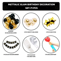 Kiwi Party  Black And Golden Birthday Decoration Set