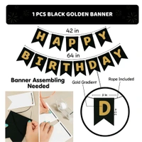Kiwi Party  Black And Golden Birthday Decoration Set