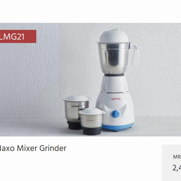 LIFELONG MIXER GRINDER 500 WATTS - WHITE-BLUE, 500watts