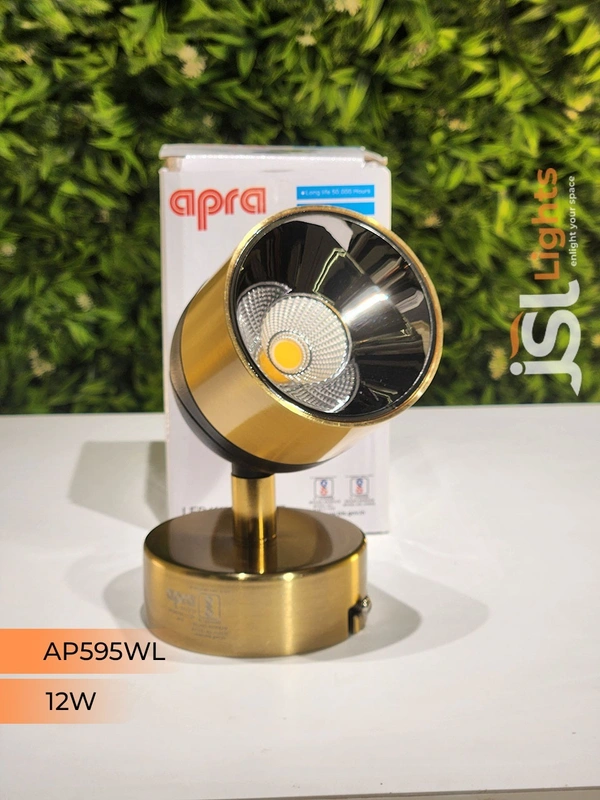 APRA AP595 12W Black RG Surface Wall 360° Cob Focus Light - 12W, 3000K, AB