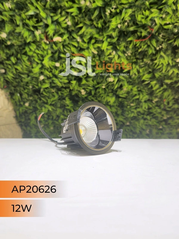 APRA AP 20626 12W Black Deep Recessed COB Downlight PB Reflector - 12W, 3000K, Black