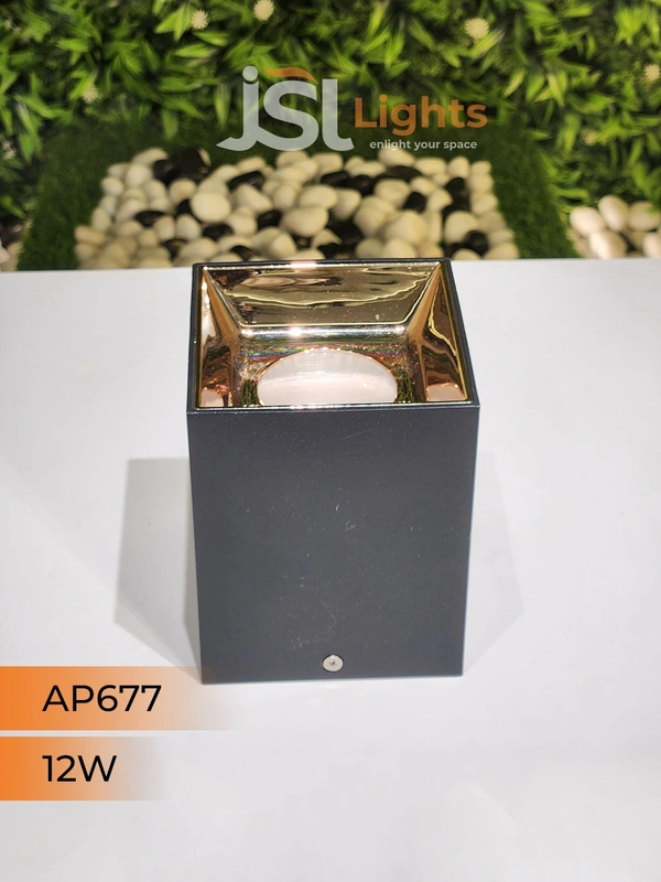 APRA AP677 12W Square Black Surface Cylindrical Light  - 12W, 3000K, Black