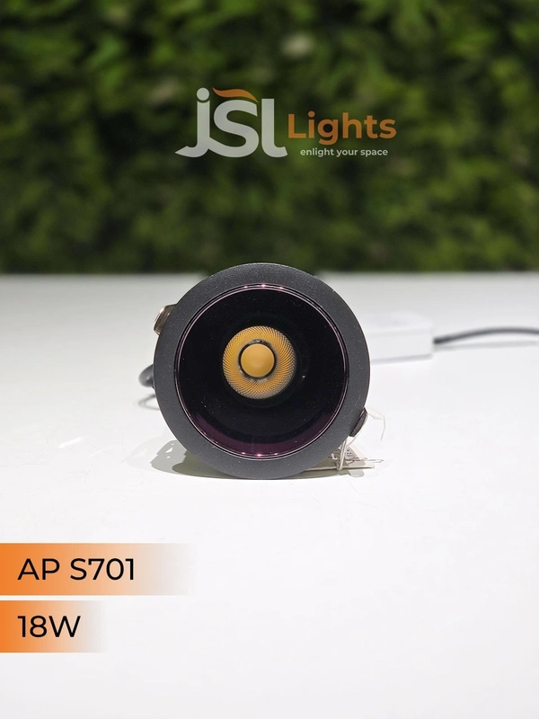 APRA S 701 18W BK PB Round Deep Recessed COB Downlight - 18W, 4000K