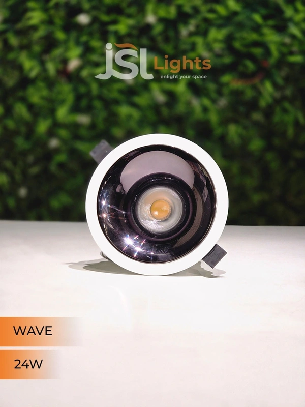 JSL Wave 24W White PB Deep Recessed COB Downlight - 24W, 3000K