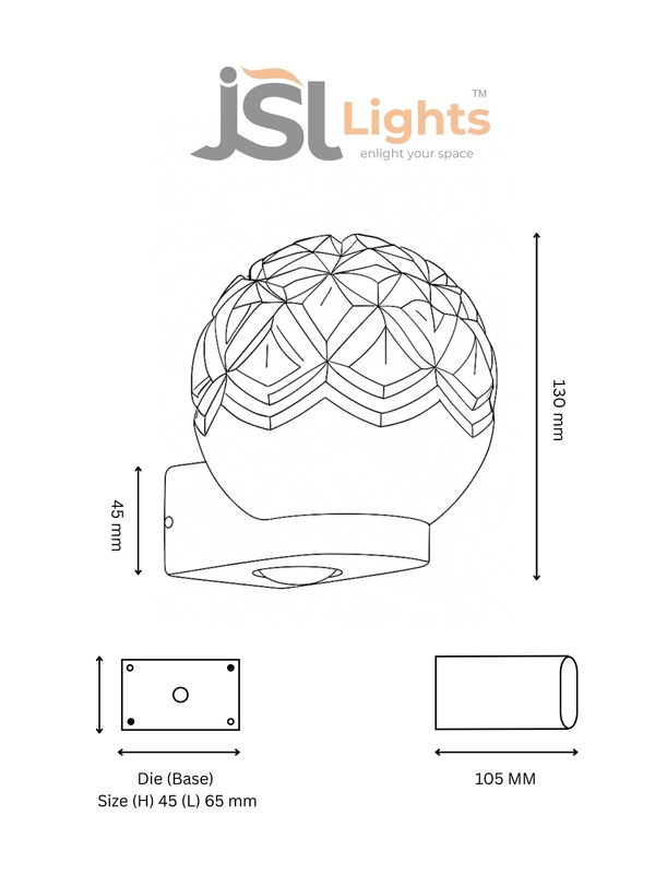 Arcylic Crystal Ball JSL224WL 8W LED Outdoor Light |  Fixture Wall Washer Spotlight Crystal Ball Morden Wall Light - 1 pcs