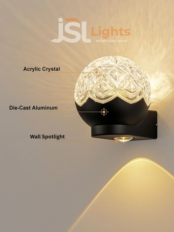 Arcylic Crystal Ball JSL224WL 8W LED Outdoor Light |  Fixture Wall Washer Spotlight Crystal Ball Morden Wall Light - 1 pcs