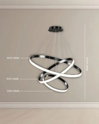 3 Ring Hanging Golden Pendent Light for Dining Room, Living Room, Pendant Lighting, Fixture Ceiling, Hangingm LED Pendant Ceiling Light - 1 Pcs