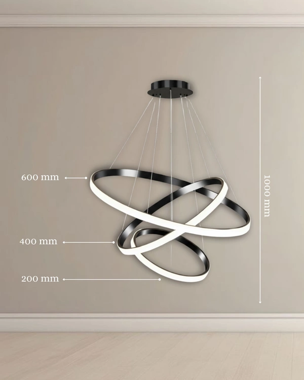 3 Ring Hanging Golden Pendent Light for Dining Room, Living Room, Pendant Lighting, Fixture Ceiling, Hangingm LED Pendant Ceiling Light - 1 Pcs