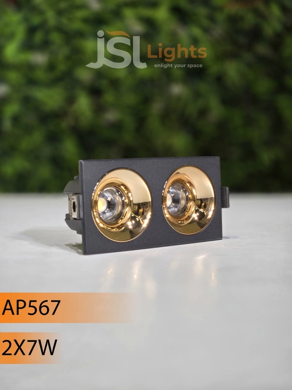 APRA567 2*7W BK RG Square Recessed Linear COB Downlight - 14W, 3000K